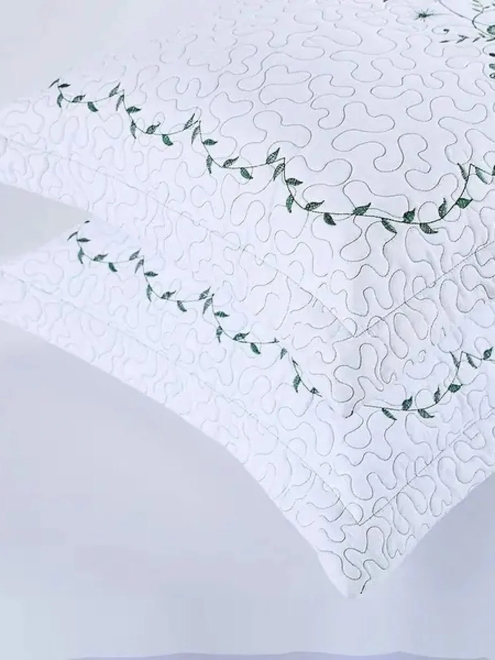 Embroidered Floral White Pillow Shams - Set of 2